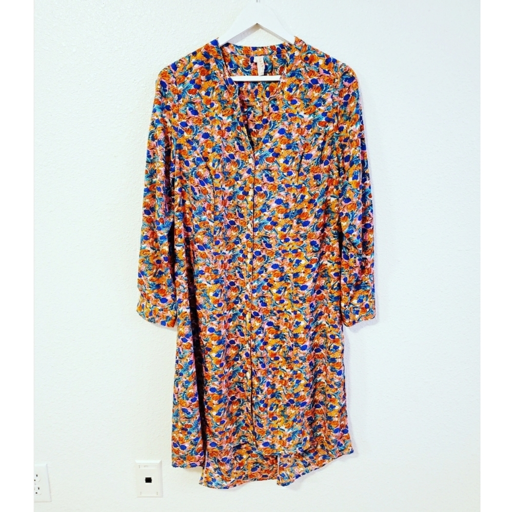 Raga Multicolor Button Front Long Sleeved Dress